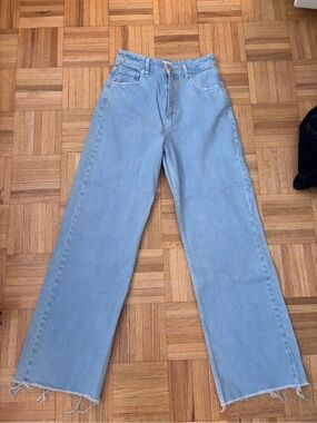 Zara Light Blue High-Rise Wide Leg Jeans